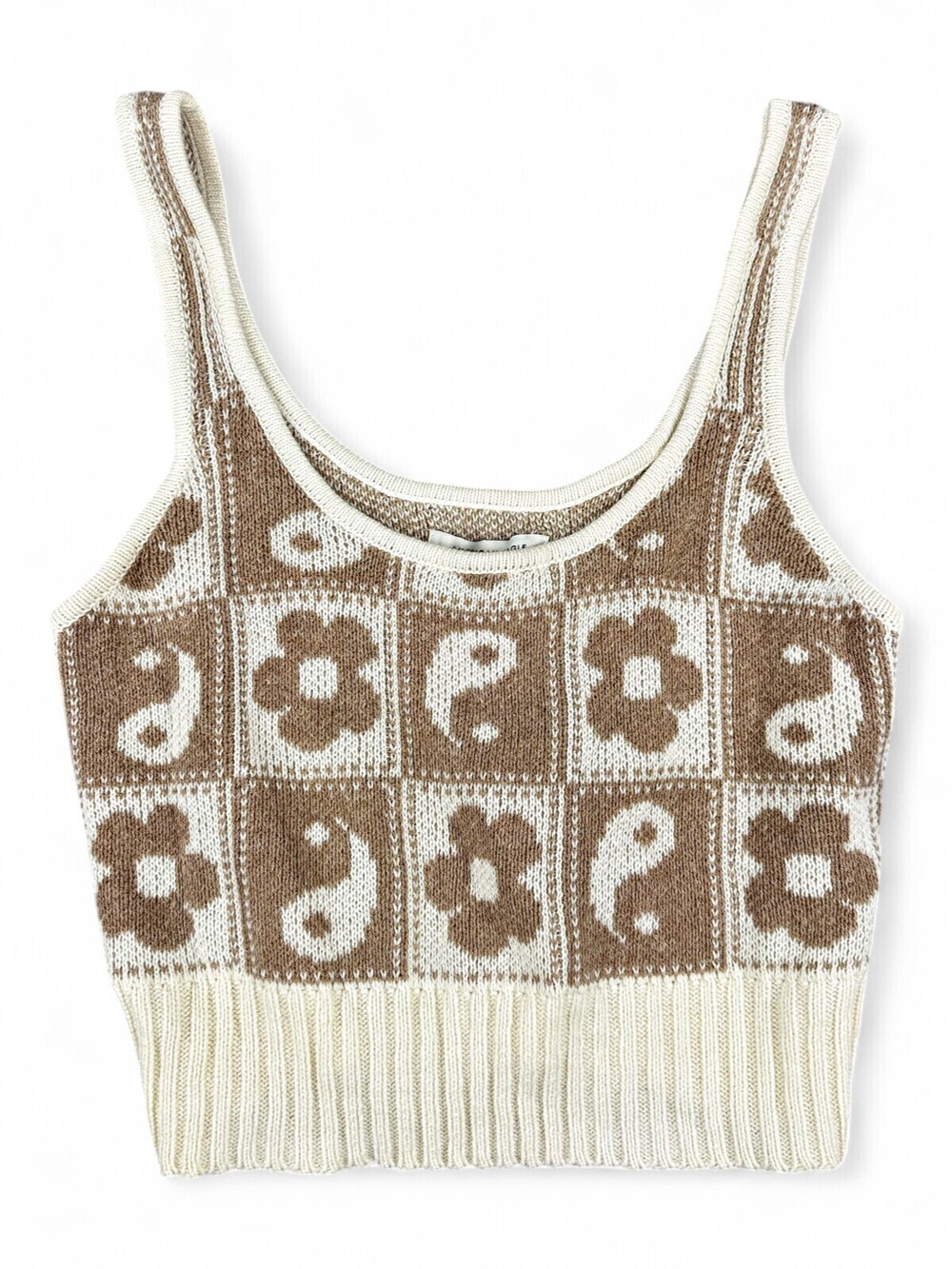 American Eagle Knit Floral Paisley Crop Tank Top S